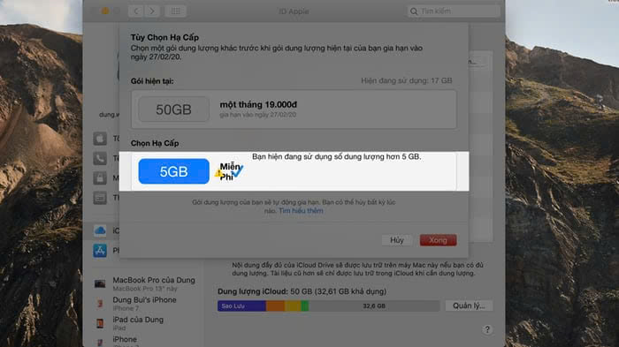 Cách huỷ gói iCloud trên Macbook bước 6
